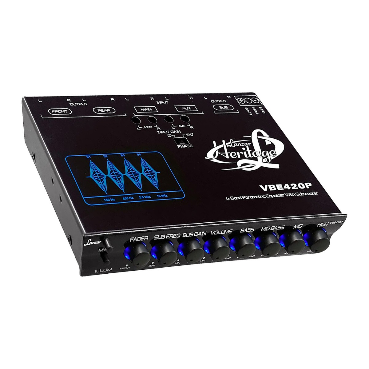 Lanzar VBE420P 4 Band Parametric Equalizer with Subwoofer Gain
