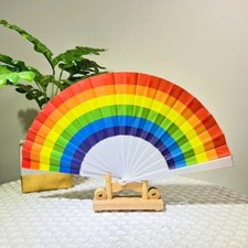 Rainbow Pride Fan plastic ribs 16x9 paper fan