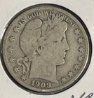 1909 S Barber Half Dollar Partial Liberty on Hat Band; .90 % Silver