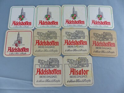 Lot de 10 SOUS BOCK ADELSHOFFEN ALSATOR beer mats beer felt beer lid A43
