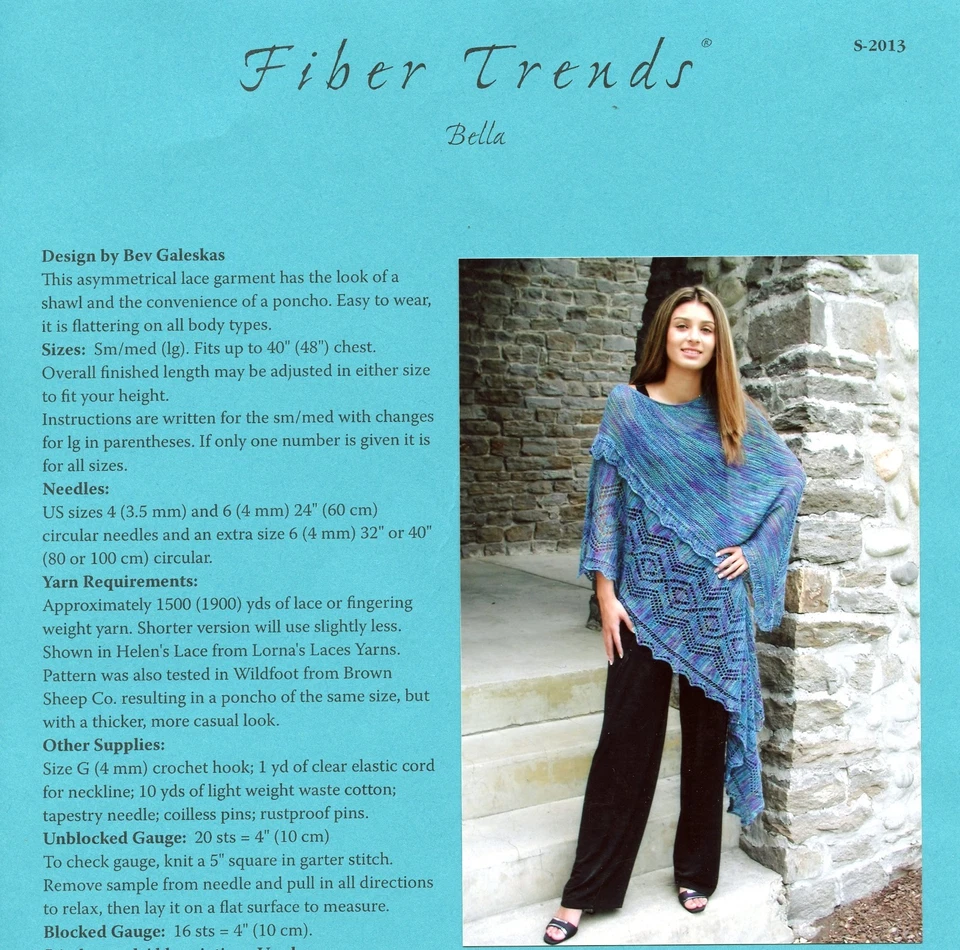 Fiber Trends Knitting Pattern #S-2013 Bella Shawl Pattern - Image 2 of 2