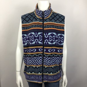 Woolrich-XL-Fleece-Vest-Aztec-Print-Zip-Up-Womens-Sleeveless-Purple-Blue-Winter
