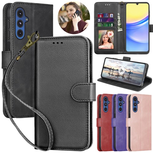 For Samsung Galaxy A15 A14 A54 5G A03S Phone Case Leather Wallet Magnetic Cover - Picture 4 of 84