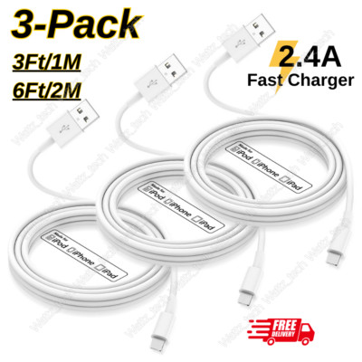 3PACK USB Data Fast Charger Cable Cord For Apple iPhone 8 XR XS 11 12 13 14 iPad