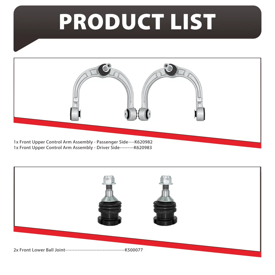 4Pc Front Upper Control Arms & Ball Joint For Mercedes-Benz GL450 ML350 R350 - Image 3 of 4