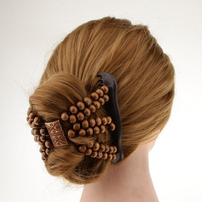 Elastic Coffee Combs Lady Women Girls Beads Hair Decoration Double Clip Comb Ebay