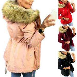 Womens Faux Fur Hooded Jacket Coats Ladies Outerwear Warm Winter Parka Overcoat Ebay