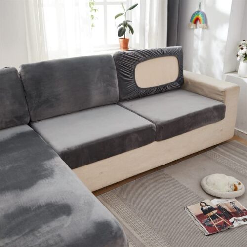 1/2/3 Sitzer Samt Sofa Sitz Kissenbezug Stretch Schonbezüge Couch Schoner - Bild 14 von 107