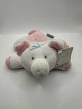 Eden Terry Cloth Pig Plush White Pink Polka Dots Lovey Rattle Stuffed Animal 7"