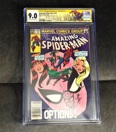 Amazing Spider-Man #243 CGC 9.0 Signed Sketch by John Romita Jr Marvel Remark