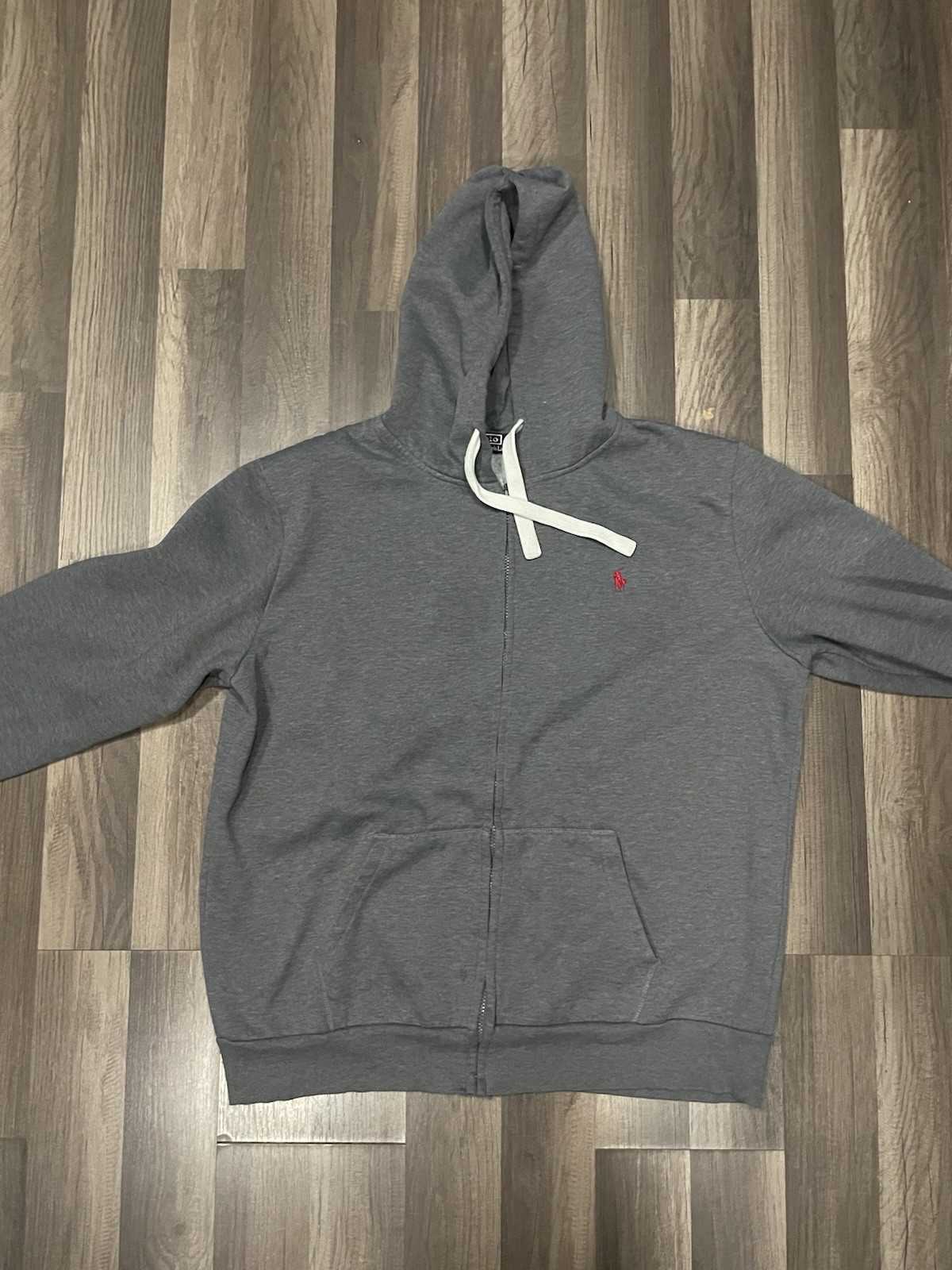Polo Ralph Lauren Felpa Uomo 2XL Grigio Full Zip Felpa con Cappuccio Pesante Pony