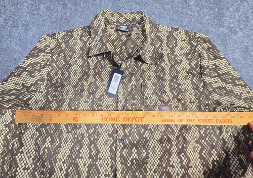 Chemise Dickies homme XL marron imprimé géométrique manches longues bouton devant décontracté - Photo 10/11