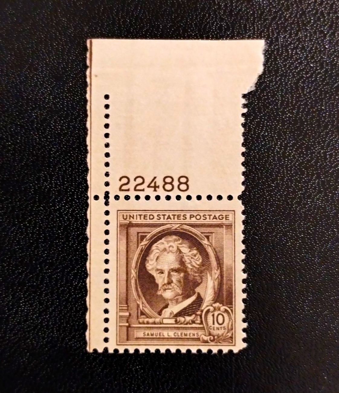 United States Mark Twain 10¢ Brown Used Plate Number Single #22488