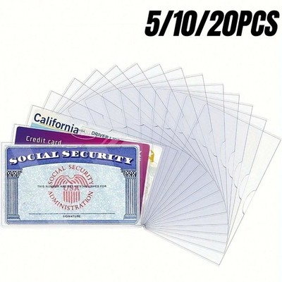 20 Pack Social Security Card Protector Sleeves 24 Mil Clear Waterproof ID Cover