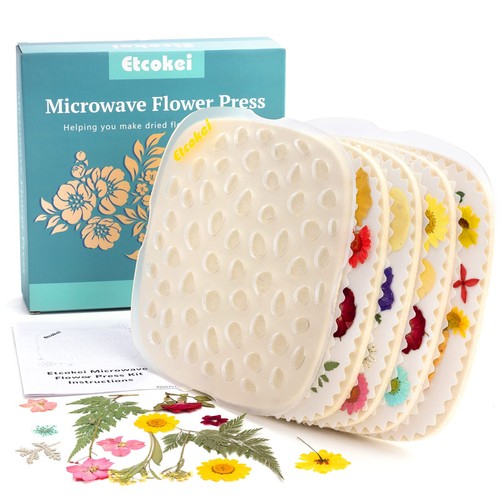 Etcokei Microwave Flower Press Kit - 4 Layer Quick Flower Pressing Tool, Grea...