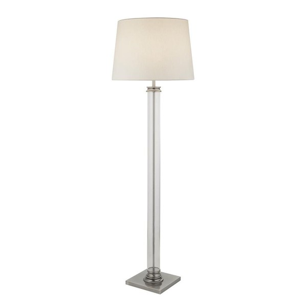 Stehleuchte Stehlampe Wohnzimmer 156 Cm Stoff Glas Metall In Silber Creme E27-image