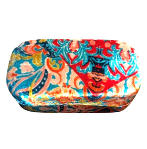 Johnny Was Sunglass glasses Case Colorful Floral Velvet Large Clamshell Closure