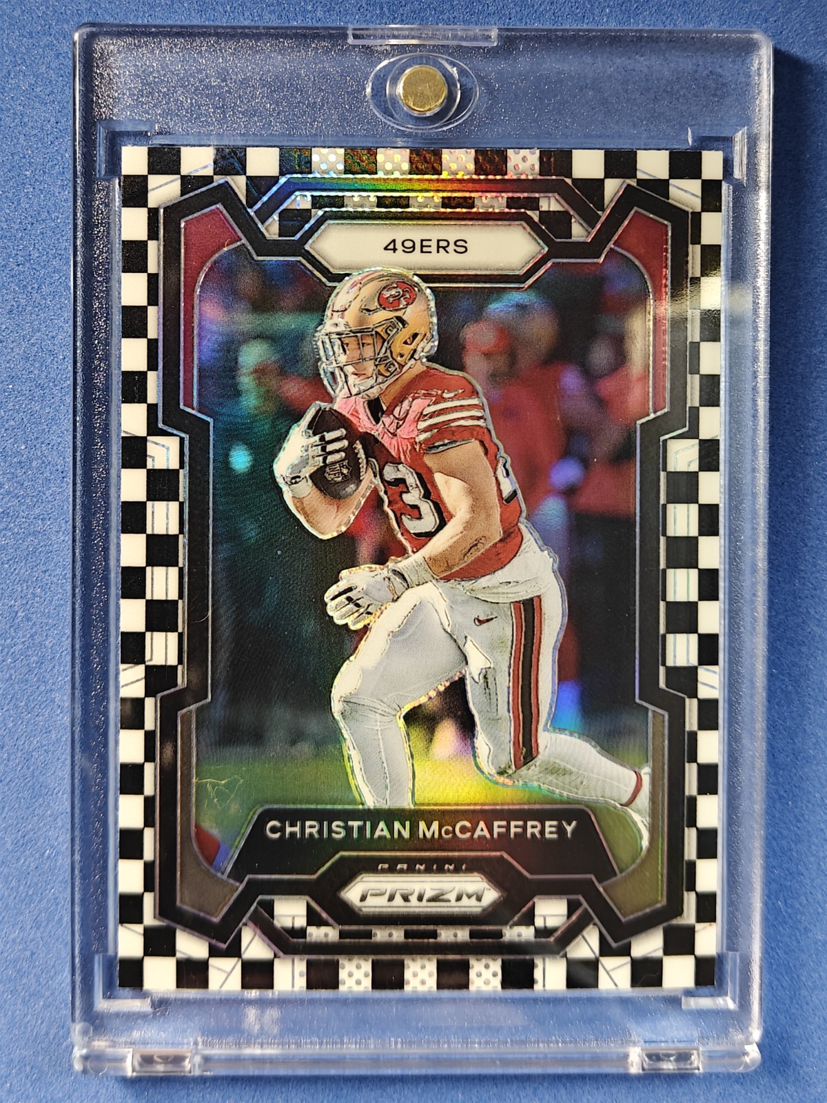 🔵 2023 Panini Prizm CHRISTIAN MCCAFFREY Black & White Checker SSP #267