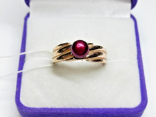 925 Sterling Silver Gilt Vintage Pearl Ring Size 6.5 Gold Tone Statement