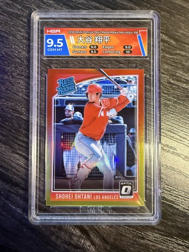 2018 Panini Donruss Optic Shohei Ohtani Rated Rookie Red Yellow HGA 9.5 Batting