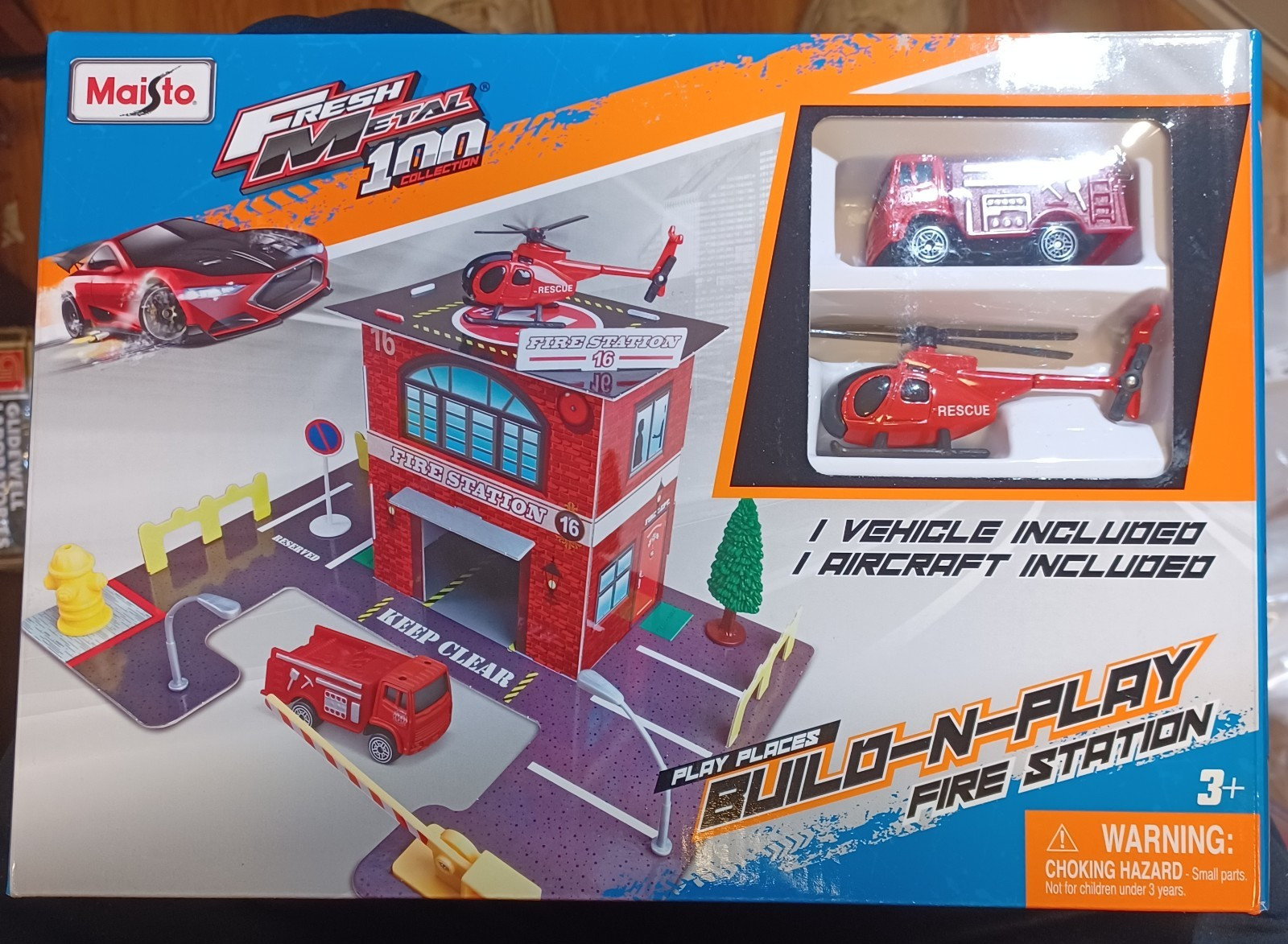 Maisto Kids Fresh Metal Fire Station Build & Play Set w/ Eng
