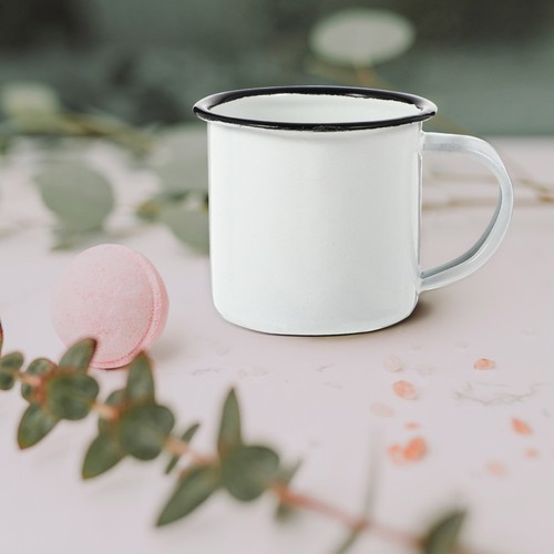 Tazza Vintage Bianca Rustica Metallo Tazza Retrò Bevanda Acqua Smaltata - Foto 4 di 12
