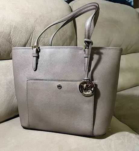 Michael Kors Jet Set Travel Grey Large Saffiano Leather Tote Bag J 1505