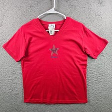 NEW Disneyland Tee Top Women Medium Mickey Start Short Sleeve Red