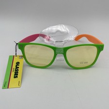 Amscan Lunettes Fluorescent Sun Glasses Yellow Lens Costume Retro Vibes UV 400