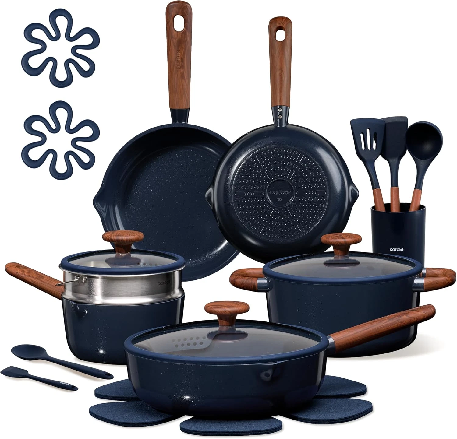 21-Piece Nonstick Ceramic Cookware Set - Healthy Induction Pots & Pans