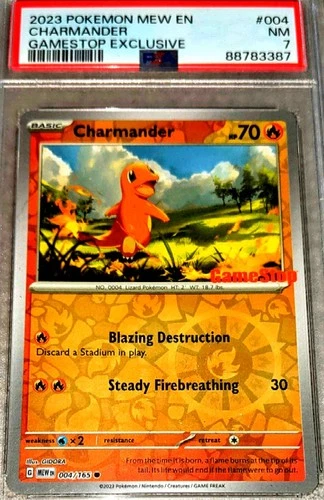 Charmander 151 (GameStop Exclusive) Stamped - Pokemon TCG EN - 004/165 PSA 7 NM