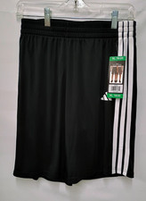 Adidas Youth Regular Size XL 18/20 Black Classic 3-Stripe Athletic Shorts NEW