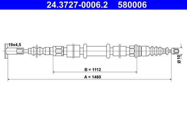 ATE Bremsseil Seilzug Feststellbremse 24.3727-0006.2 FüR Lancia Alfa Fiat Tempra-image