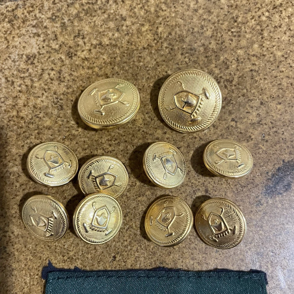 Ralph Lauren Brass USA Gold Blazer Lot 10 Replacement Buttons Set Suit shield - Image 2 of 4