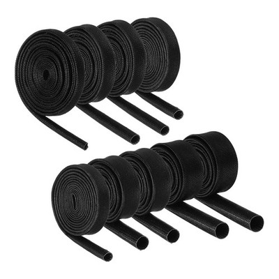Insulation Braided Cable Sleeve,3.3Ft-2/3/4/5/6/7/8/10/12MM ID Black Fiberglass