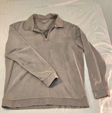 Croft  Barrow Men's Large Gray 1/4 Zip Pullover Fleece Sweatshirt Semi Casual