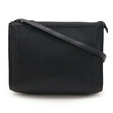 Hermes Official Name Leather Shoulder Bag Women Black One Size