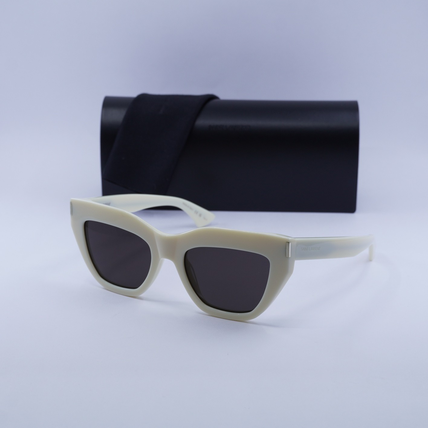 Occhiali da sole Saint Laurent SL759 004 lucido avorio nero 53 20 145 nuovi autentici