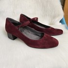Aerosoles Glitter Block Heel Mary Jane Shoes Burgundy Holiday Silver Pad Thai 9 — photo 2