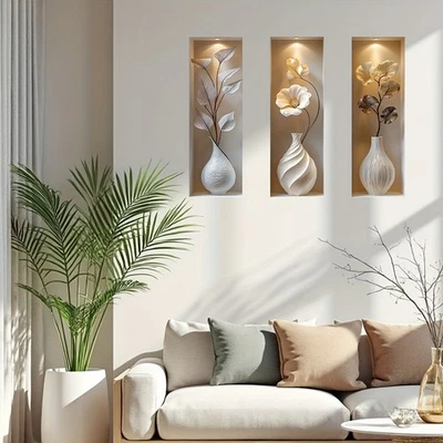 3D PVC Vase Wall Sticker Modern Minimalist Wall Art for Living Room 24x24in 1pc - image 1 of 4