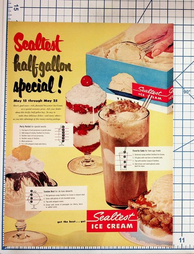 Vintage 1950s Sealtest Ice Cream Ad Half-Gallon Special Recipes Ephemera