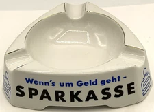 When It Comes To Money Sparkasse German Bank Porcelain Ashtray Mancave Cigar