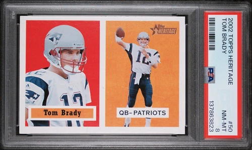 2002 Topps Heritage TOM BRADY PSA 8 NM-MT - New England Patriots #50