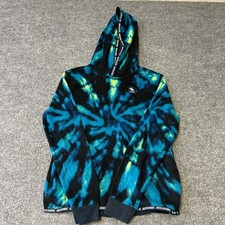 Abercrombie Hoodie Kids Size 15/16 Blue Tie Dye Fleece Logo Pullover Sweatshirt