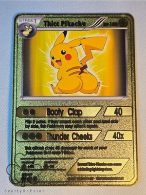 Thicc Pikachu Collectible Metal Card For Display Only 