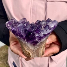 1.3LB Natural amethyst hand carved flower crystal specimen healing