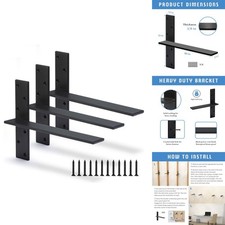 Floating Shelf Bracket 3/8" Thick Heavy Duty 3 Pack 16"L x 2.5"W for Cabinets