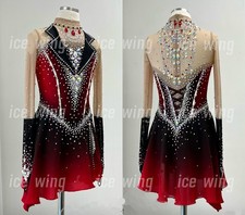 Figure Skating Dress Ice Skating Dress Competition Skating red dyeing black
