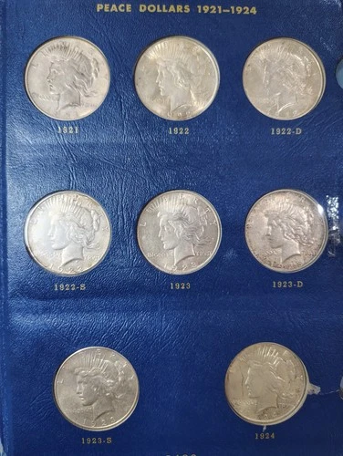 Complete 24 Coin Peace Silver Dollar Set, 1921-1935 High Grade Set #8 F To BU