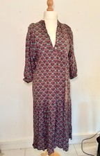 Luana Floral Boho Maxi Dress Turquoise Pink 3/4 Sleeve Malaga Boutique - 12/14 U